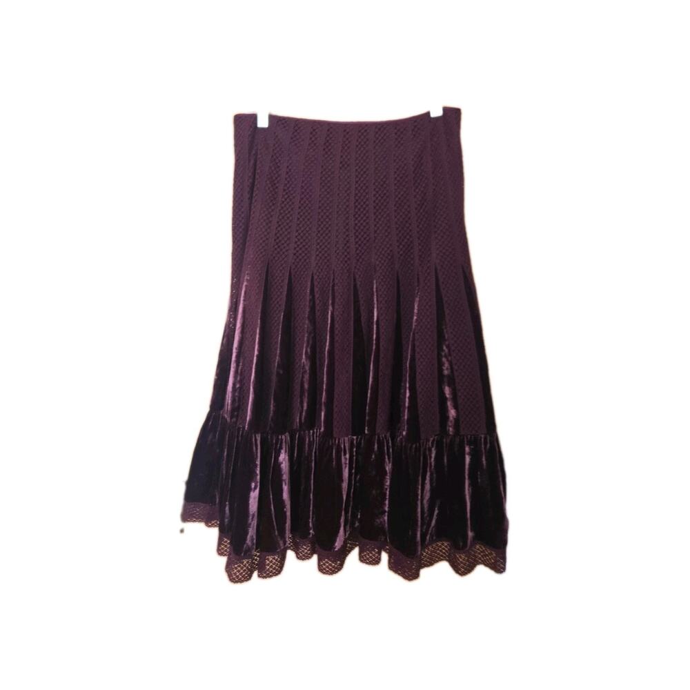 Free People Pink Velvet Maxi Skirt Floral Boho Cottagecore Women's Size 4
